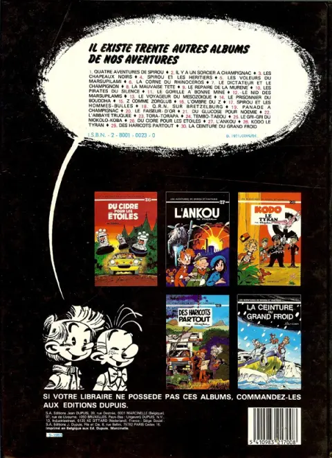 Verso de l'album Spirou et Fantasio Tome 21 Du glucose pour Noémie