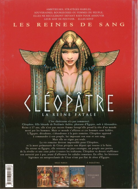 Verso de l'album Les Reines de sang - Cléopâtre, la Reine fatale Volume 3