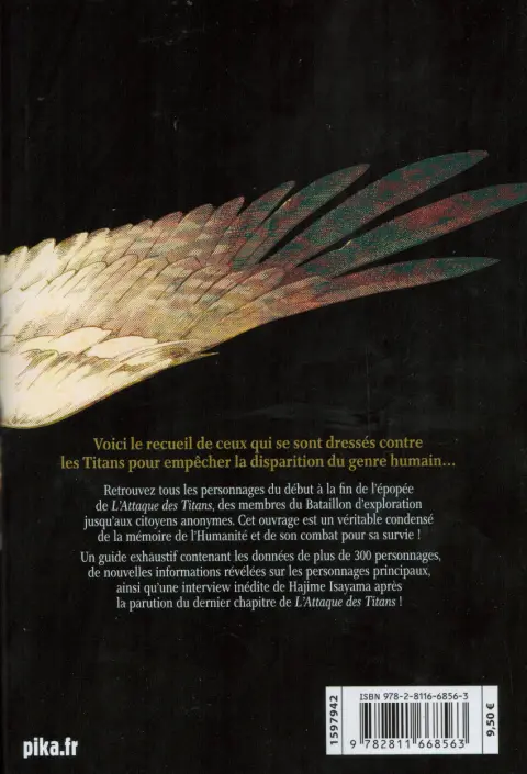 Verso de l'album L'Attaque des Titans Characters - Guide officiel