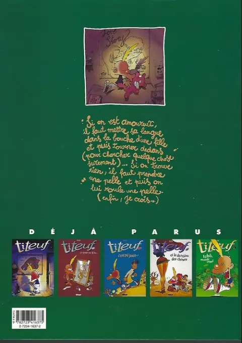 Verso de l'album Titeuf Tome 2 L'Amour, c'est pô propre...