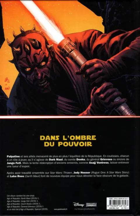 Verso de l'album Star Wars - L'ère de la République 2 Les Vilains