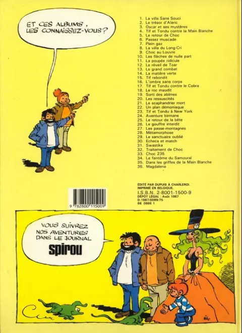 Verso de l'album Tif et Tondu Tome 34 Le fantôme du samouraï