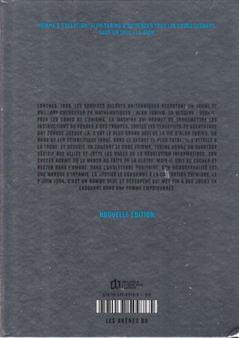 Verso de l'album Le Cas Alan Turing Histoire extraordinaire et tragique d'un génie