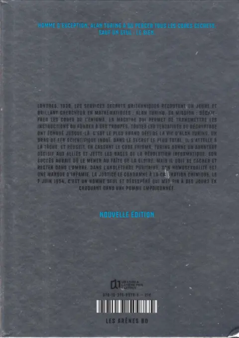 Verso de l'album Le Cas Alan Turing Histoire extraordinaire et tragique d'un génie