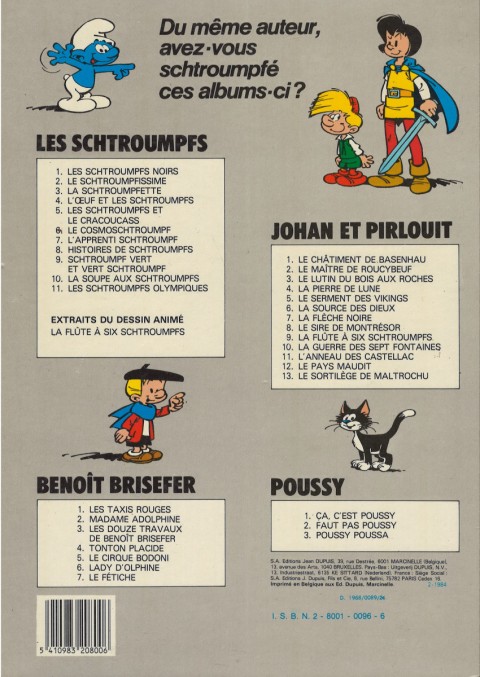Verso de l'album Johan et Pirlouit Tome 2 Le maitre de Roucybeuf
