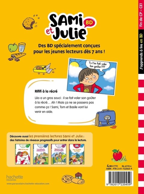 Verso de l'album Sami et Julie Rififi à la récré