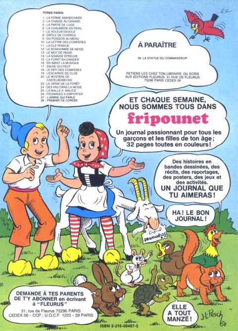 Verso de l'album Sylvain et Sylvette Tome 28 Premier de cordée