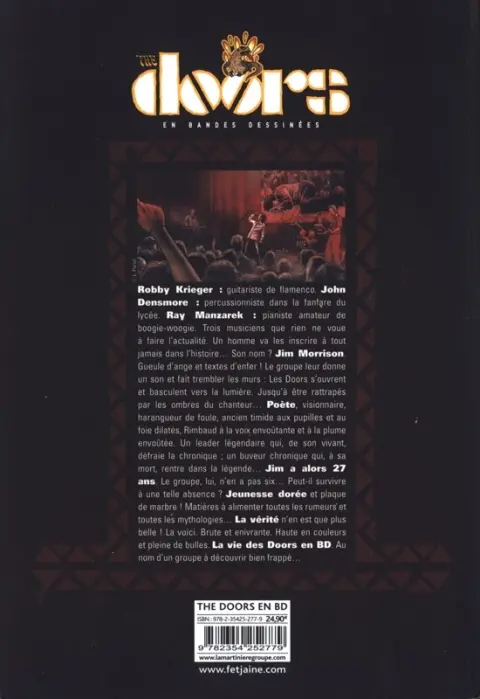 Verso de l'album The Doors en Bandes Dessinées