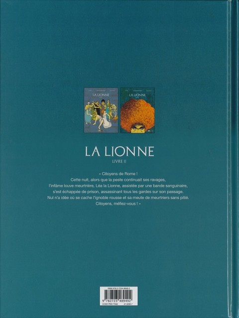Verso de l'album La Lionne Livre II