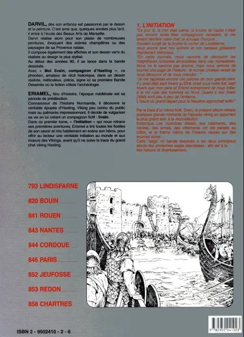 Verso de l'album Moi Svein, compagnon d'Hasting Tome 1 L'initiation