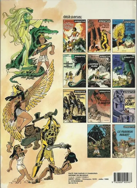 Verso de l'album Papyrus Tome 1 La momie engloutie