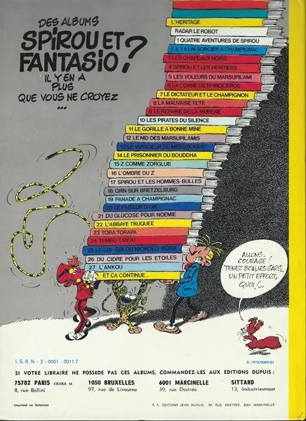 Verso de l'album Spirou et Fantasio Tome 9 Le repaire de la murène