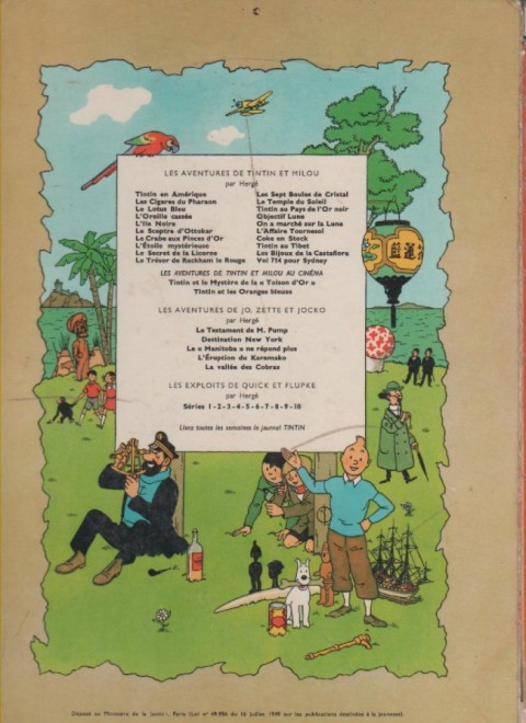 Verso de l'album Tintin Tome 6 L'Oreille Cassée