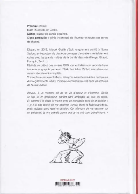 Verso de l'album Entretiens avec Gotlib