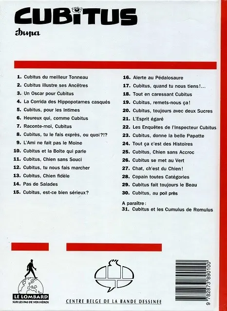 Verso de l'album Cubitus ... Vous êtes complètement timbré !