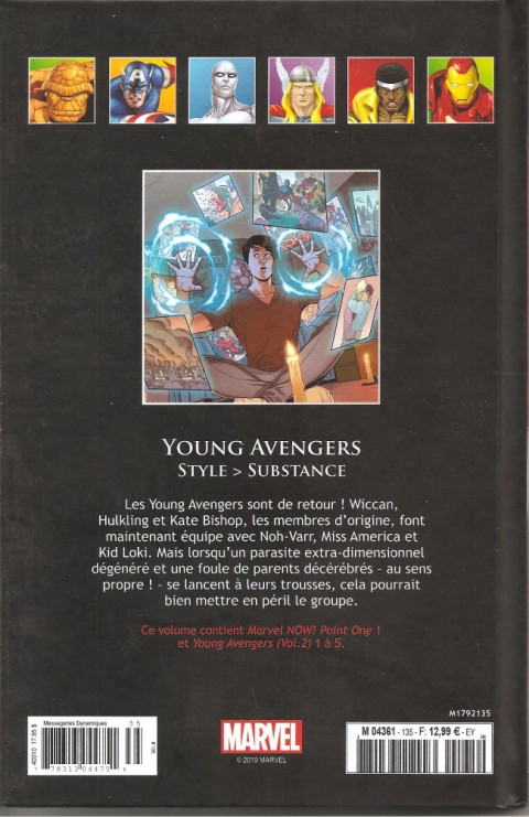 Verso de l'album Marvel Comics - La collection de référence Tome 135 Young Avengers - Style > Substance