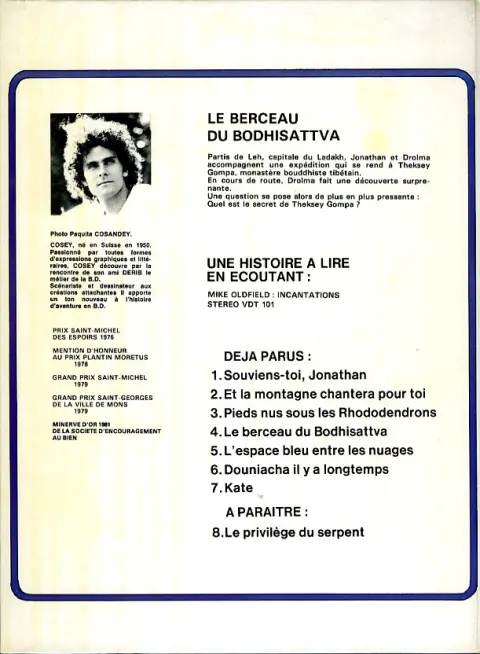 Verso de l'album Jonathan Tome 4 Le berceau du Bodhisattva