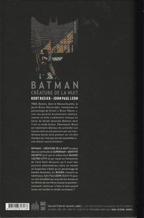 Verso de l'album Batman : Créature de la nuit