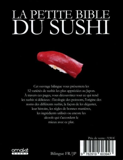 Verso de l'album La petite bible du sushi