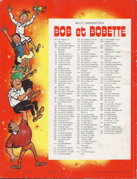 Verso de l'album Bob et Bobette Tome 173 La cité des nuages