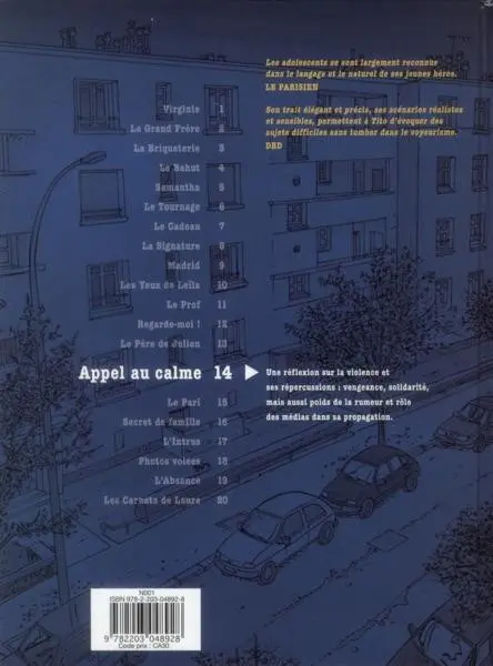 Verso de l'album Tendre banlieue Tome 14 Appel au calme