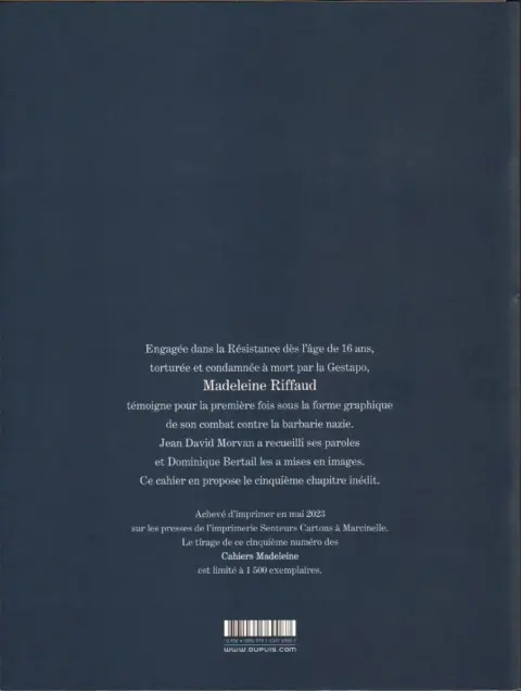 Verso de l'album Cahiers Madeleine 5