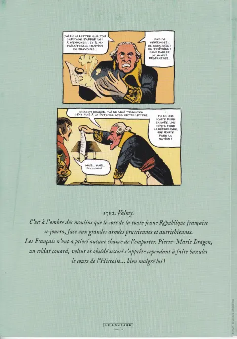 Verso de l'album Les mémoires du Dragon Dragon 1 Valmy, c'est fini