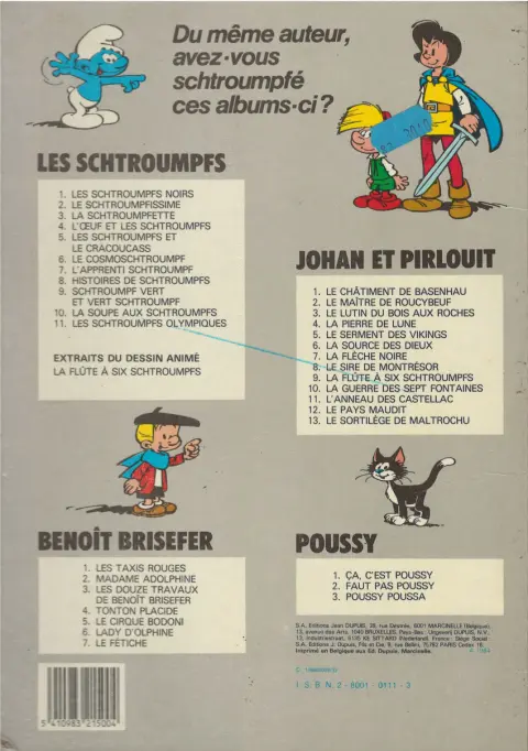 Verso de l'album Les Schtroumpfs Tome 4 L'œuf et les Schtroumpfs