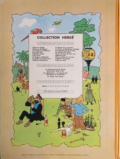 Verso de l'album Tintin Tome 15 Tintin au pays de l'or noir