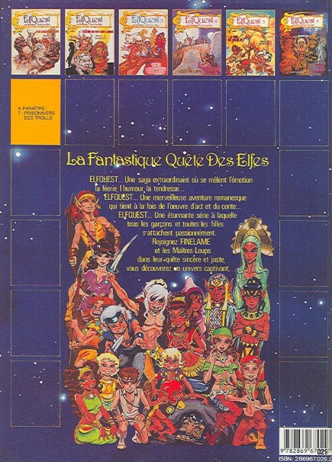 Verso de l'album ElfQuest - La Fantastique quête des elfes Tome 6 Départ vers l'inconnu