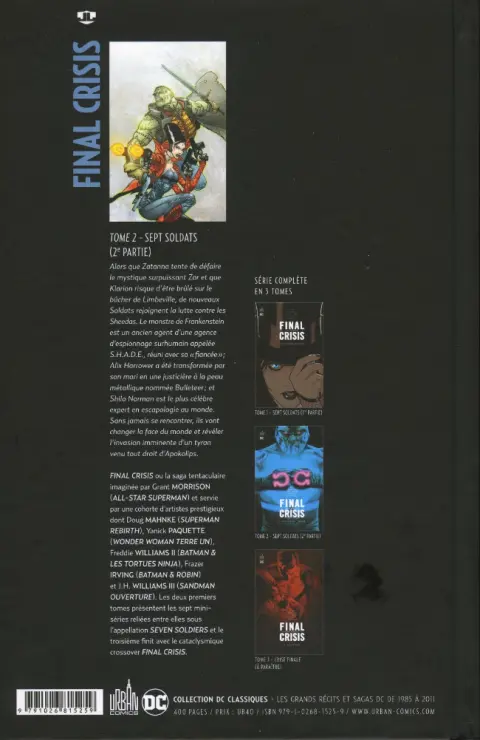 Verso de l'album Final Crisis Tome 2 Sept soldats (2e partie)