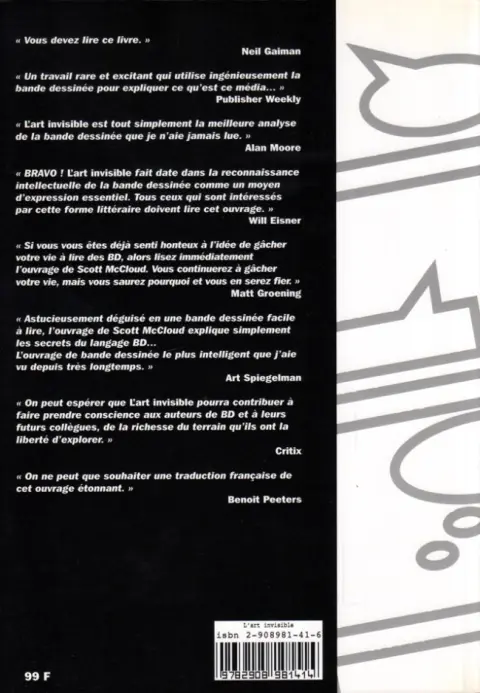 Verso de l'album L'Art invisible Lire la bande dessinée