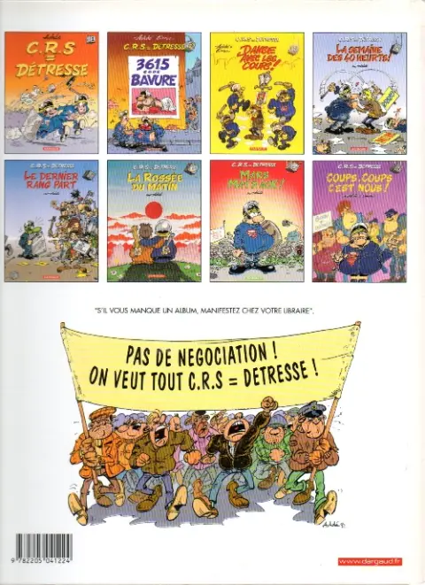 Verso de l'album CRS = Détresse Tome 1 C.R.S = Détresse