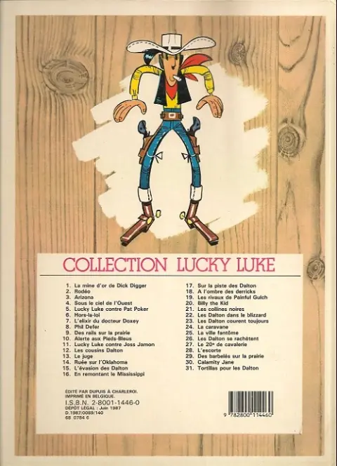 Verso de l'album Lucky Luke Tome 6 Hors-la-loi