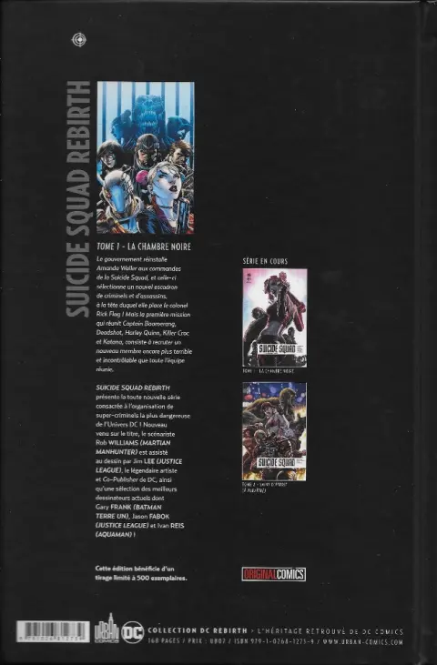 Verso de l'album Suicide Squad Rebirth Tome 1 La Chambre noire