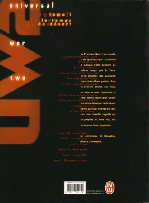Verso de l'album Universal War Two Tome 1 Le temps du désert