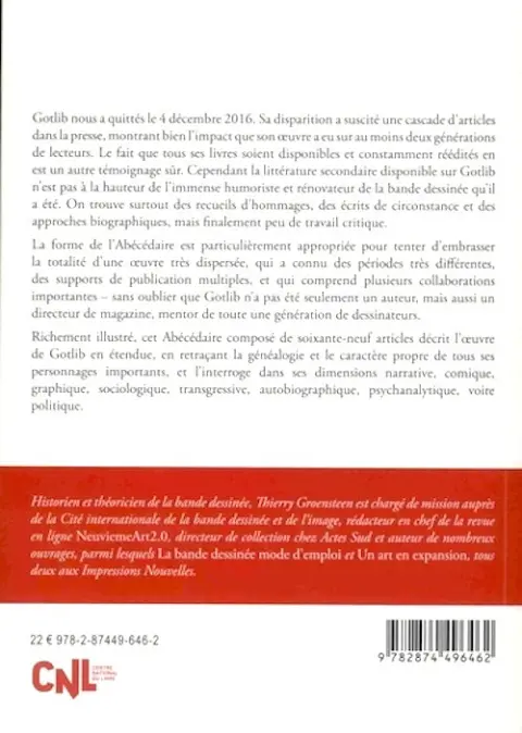Verso de l'album Gotlib Un abécédaire