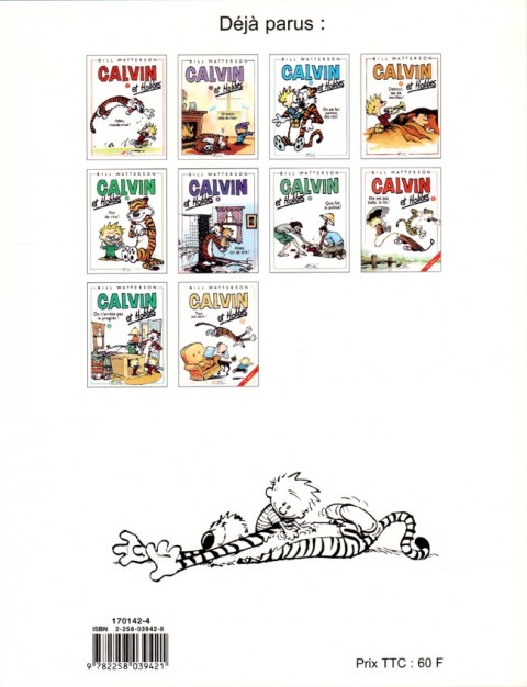 Verso de l'album Calvin et Hobbes Tome 11 Chou bi dou wouah !