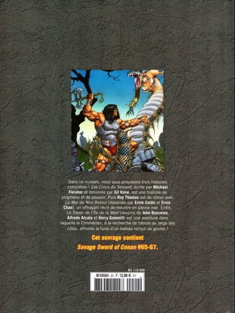 Verso de l'album The Savage Sword of Conan - La Collection Tome 20 Les crocs du serpent