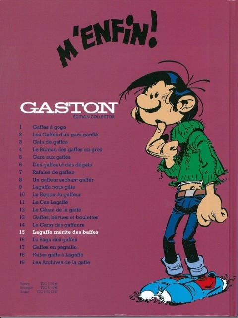 Verso de l'album Gaston Édition Collector (Télé 7 jours) Tome 15 Lagaffe mérite des baffes