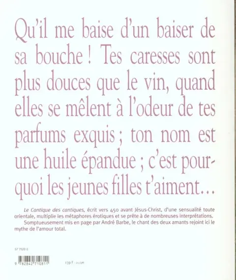 Verso de l'album Cantique des cantiques