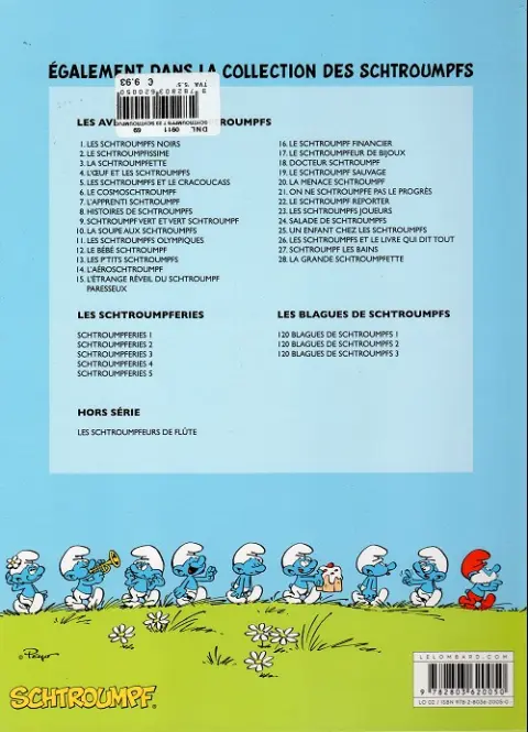 Verso de l'album Les Schtroumpfs Tome 23 Les schtroumpfs joueurs