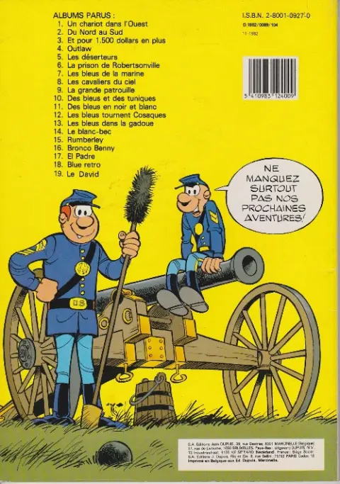 Verso de l'album Les Tuniques Bleues Tome 19 Le David