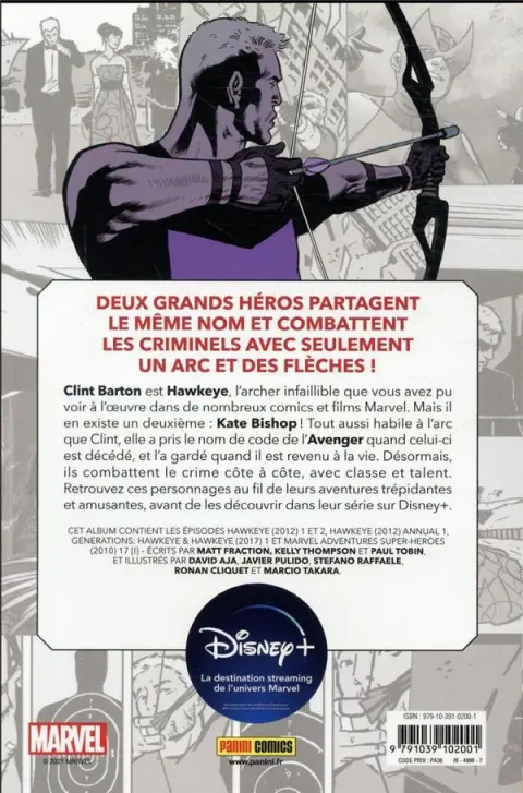 Verso de l'album Hawkeye - Clint Barton & Kate Bishop