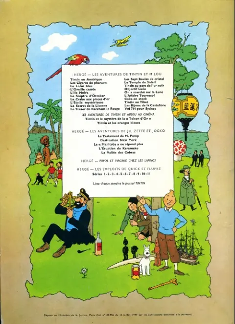 Verso de l'album Tintin Tome 18 L'affaire Tournesol