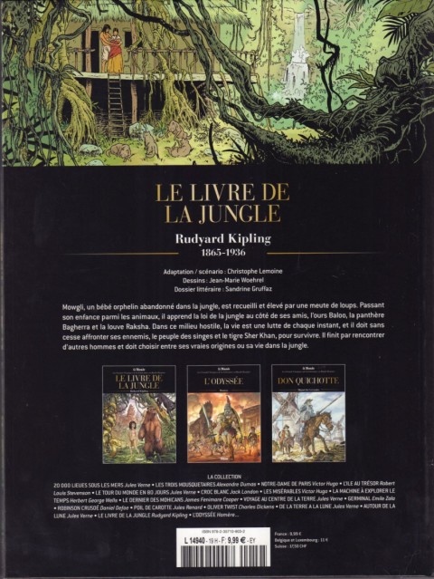 Verso de l'album Les Grands Classiques de la littérature en bande dessinée Tome 6 Le livre de la jungle