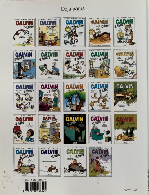Verso de l'album Calvin et Hobbes Tome 7 Que fait la police ?
