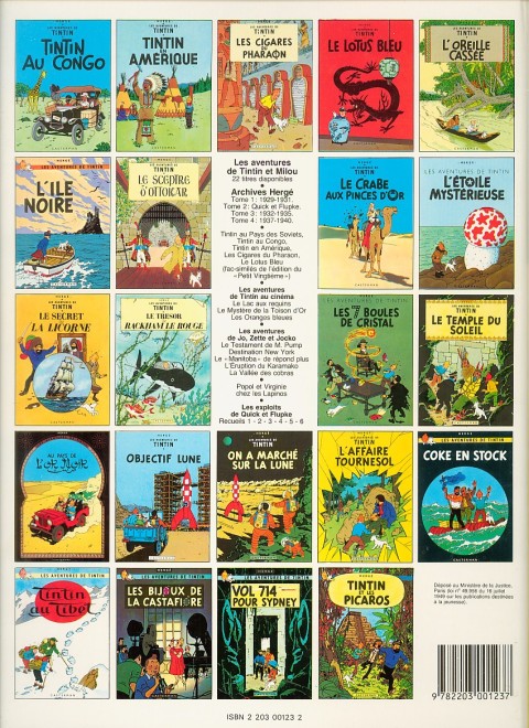 Verso de l'album Tintin Tome 23 Tintin et les Picaros