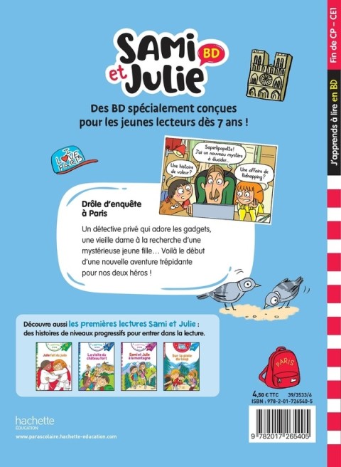 Verso de l'album Sami et Julie Drôle d'enquête à Paris