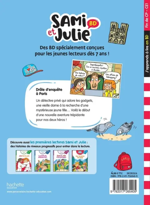 Verso de l'album Sami et Julie Drôle d'enquête à Paris